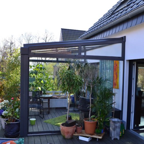 Alu-Terrassendach mit Glasschiebeanlage in Gütersloh