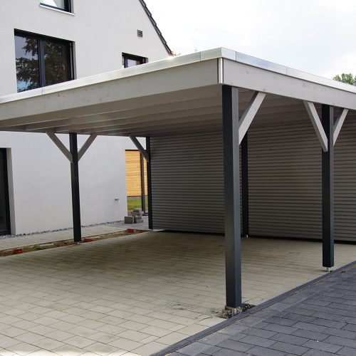 Doppelcarport mit Abstellraum und Rhombusprofil in Bielefeld